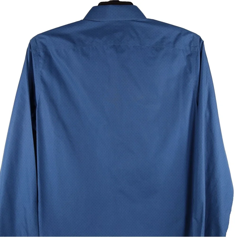 Banana Republic Grant Fit Shirt Long Sleeve Mens Sz Medium Navy Non-Iron Cotton